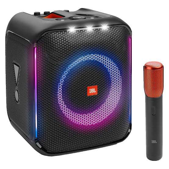 JBL PartyBox Encore With Digital Wireless Mic - Portable Party Speaker With Splashproof, Rechargable battery & 100watts Output - Black