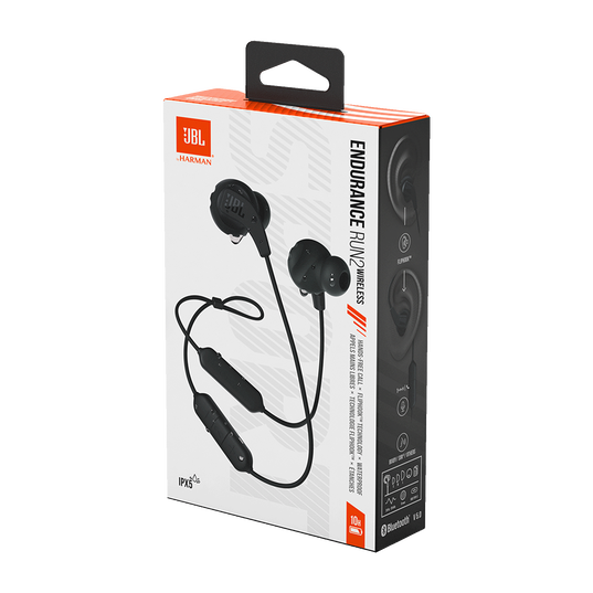 JBL Endurance Run 2 Waterproof Wireless In-Ear Headphones with up to 10 hours of Wireless Playback, Magnetic buds, Pure Bass Sound & Hands-free Calls - Black
