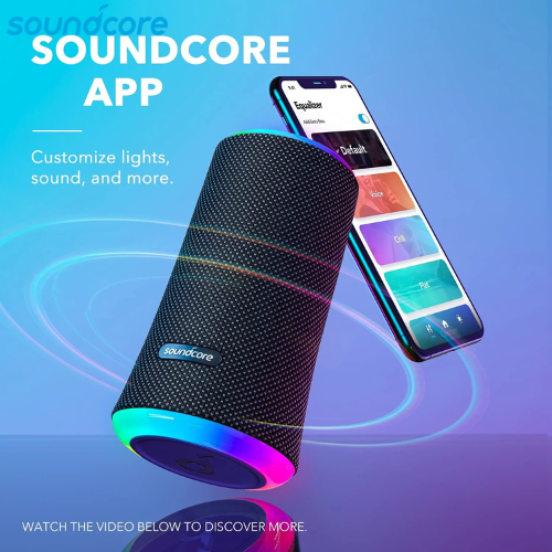 Anker Soundcore Flare 2 Portable Bluetooth Speaker with 12-Hour Playtime, IPX7 Waterproof Protection and 360° Sound for Backyard - Black