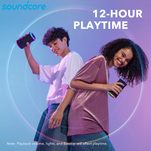 Anker Soundcore Flare 2 Portable Bluetooth Speaker with 12-Hour Playtime, IPX7 Waterproof Protection and 360° Sound for Backyard - Black