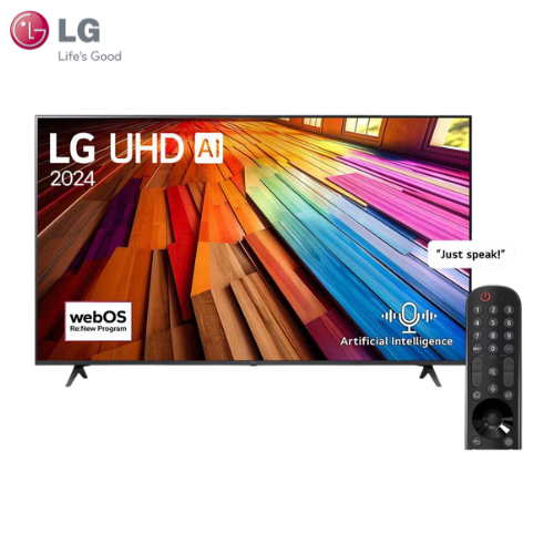 LG 65UT80006LB 65" Inch Ultra 4K HDR10 Pro webOS24 Smart TV AI Magic Remote with Smart alpha 5 AI Processor 4K Gen7 auto-optimizes audio and brightness