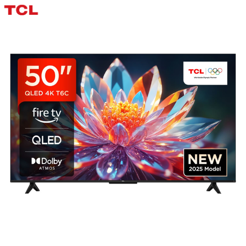 TCL 50T6C 50 Inch Ultra HD 4K QLED Google TV with HDR10+, AiPQ Processor, HVA Panel, Google Assistant Built-in, Hands-free Voice Control and Game Master LCD TV New 2025 Model