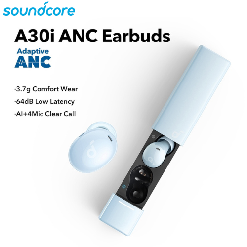 Anker Soundcore A30i Wireless Earbuds with Smart Noise Cancelling Earbuds, Lipstick-Shaped Stylish Design, Tiny, Lightweight Comfort, Clear Sound, IP54 and Bluetooth 5.4