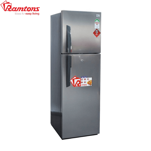 Ramtons RF/317 243 Liters Double Door No Frost Fridge with plenty of room to store all your groceries and drinks & Glass shelves - Silver