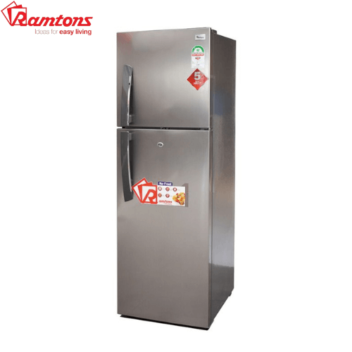 Ramtons RF/317 243 Liters Double Door No Frost Fridge with plenty of room to store all your groceries and drinks & Glass shelves - Silver