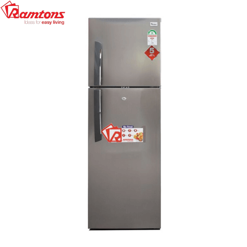 Ramtons RF/317 243 Liters Double Door No Frost Fridge with plenty of room to store all your groceries and drinks & Glass shelves - Silver