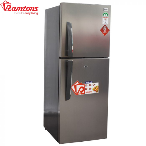 Ramtons RF/239 196 Liters Double Door No Frost Fridge with 5 Years compressor warranty & Glass Shelves - Silver