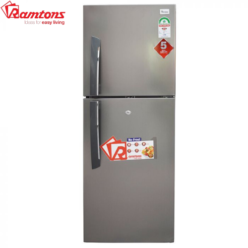 Ramtons RF/239 196 Liters Double Door No Frost Fridge with 5 Years compressor warranty & Glass Shelves - Silver