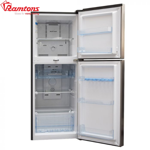 Ramtons RF/239 196 Liters Double Door No Frost Fridge with 5 Years compressor warranty & Glass Shelves - Silver