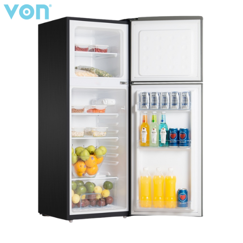 VON VRT-138DRHX 138L Double Door Fridge, Top Mount Freezer with Tropicalised compressor, Thick thermal insulation and 3Yr compressor warranty