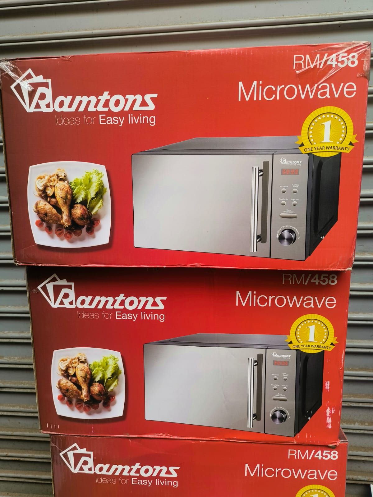 RAMTONS RM/458 20 L DIGITAL GLASS MICROWAVE OVEN - 95 minutes digital timer, Defrost by weight/time, Cooking end signal, 8 auto menus, Glass turntable, Child lock safety .