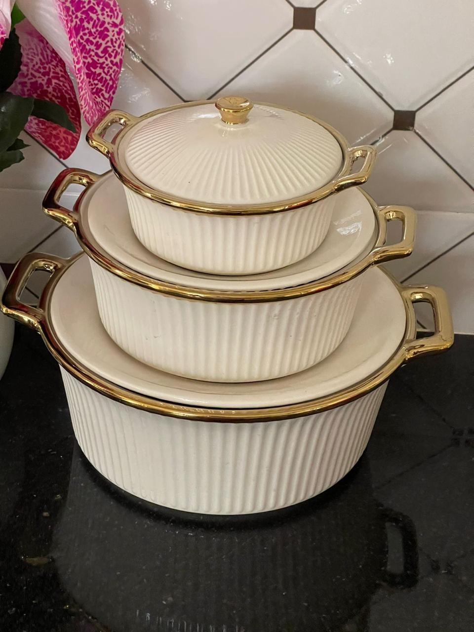 3 PCS SET OF INSULATED CERAMIC SOUP POT - Keeps food hot and fresh up to 6 Hours, Double wall strong and insulated.