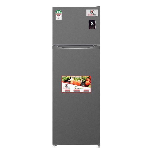Smart pro SFR-210-DT-I Double Door Refrigerator, 170L - Silver, SmartPro, Mechanical control, Energy saving and low noise, Stylish LED Light.