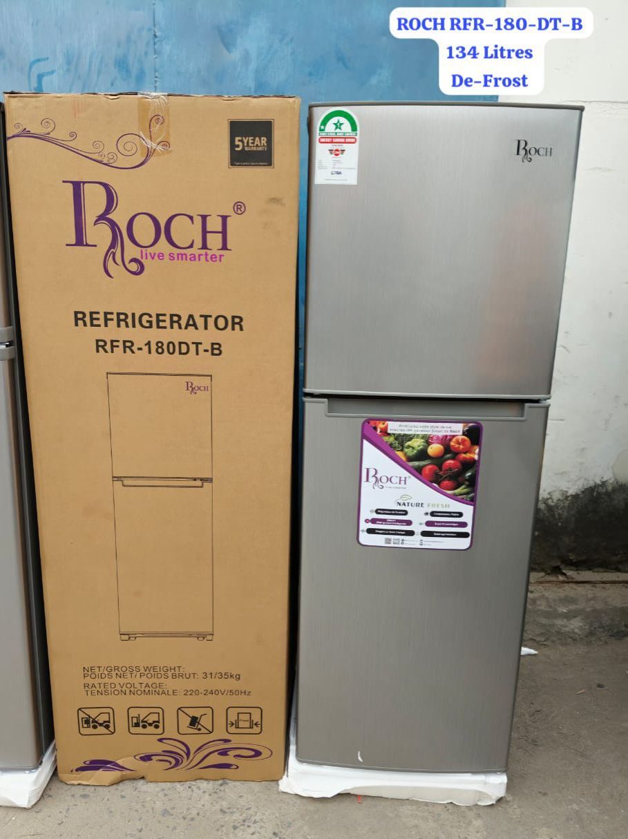 Roch Fridge 134L Direct Cool Top-Mounted Freezer Double Door RFR-180DT-B - Mechanical Control, Comes equipped with big crisper drawer to make your life easier when selecting fresh ingredients.