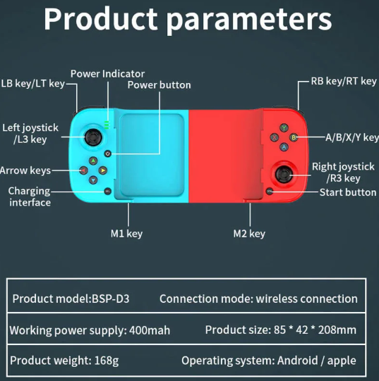 1PC Wireless BT 5.0 Stretchable Game Controller For Mobile Phone Android IOS Gamepad Joystick Eat Chicken Gamepad for PS4 Switch PC