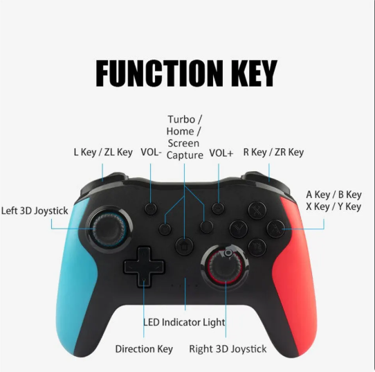 1PC NS009 Bluetooth Game Controller Wireless Gamepad For Nintendo Switch Console PS3 PC Windows 7 10 Dual Vibration Joystick
