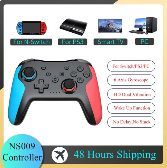 1PC NS009 Bluetooth Game Controller Wireless Gamepad For Nintendo Switch Console PS3 PC Windows 7 10 Dual Vibration Joystick