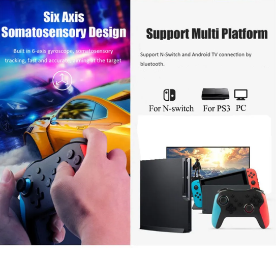 1PC NS009 Bluetooth Game Controller Wireless Gamepad For Nintendo Switch Console PS3 PC Windows 7 10 Dual Vibration Joystick