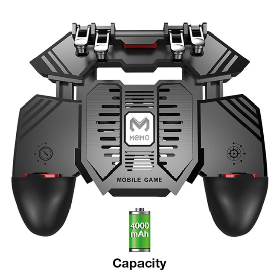 1PC AK77 Pubg Mobile Game Controller 6 Fingers with Fan Pubg Trigger Gamepad Joystick for Android Ios Game Pad Movil with Battery