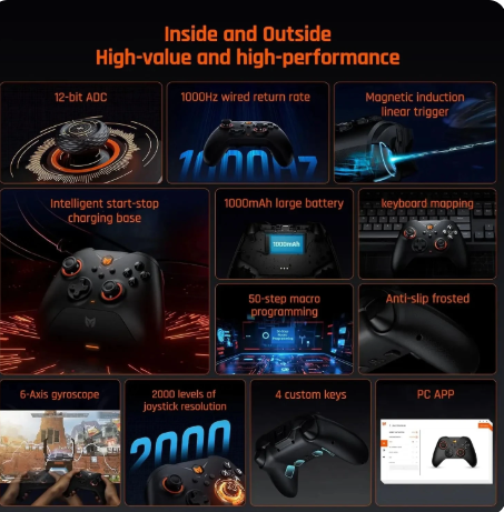 Wireless Gaming Controllers for Switch Gamepad with Hall Effect Trigger Function Somatosensory Intelligent Start