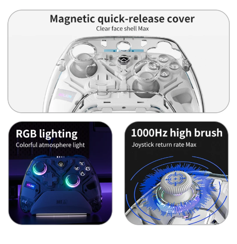 K10 Gaming Controller With Charging Dock RGB Wireless Gamepad Hall Effect Joystick Trigger For Nintend Switch/PC/Phone