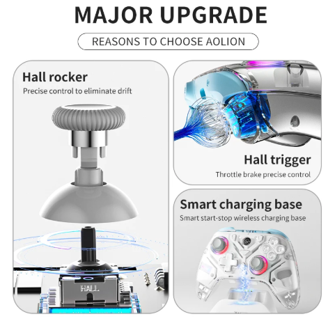 K10 Gaming Controller With Charging Dock RGB Wireless Gamepad Hall Effect Joystick Trigger For Nintend Switch/PC/Phone