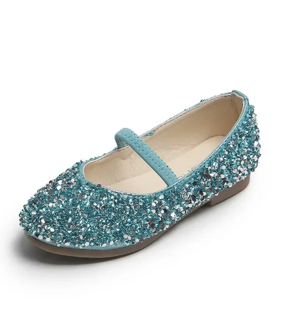 1Pair Girls Dress Shoes Beauty Pointed Toe Teen Girl Leather Shoes Bling Princess Wedding Shoes