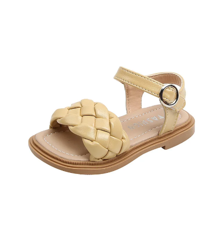 1Pair Kids Summer Toddler Flats Little Girls Fashion Beach Sandals Princess Dress Party Weave Soft Sole Baby Toddler Shoes