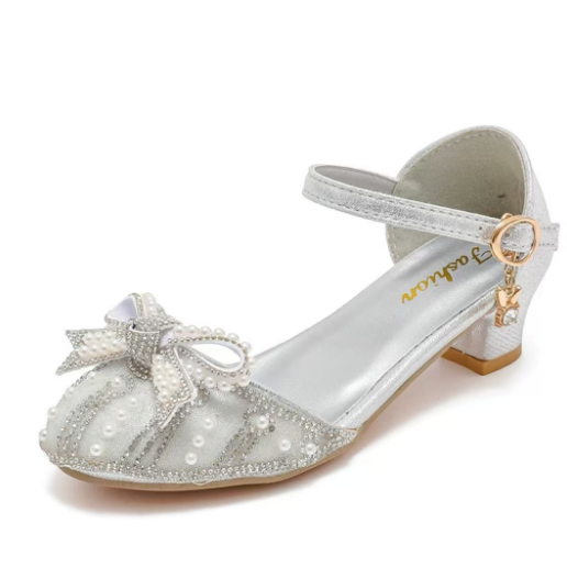 1Pair Baby Girls Princess Shoes Elegant Kids Beaded Sandals Comfortable Stiletto Crystal Catwalk Fashion Spring/summer Students