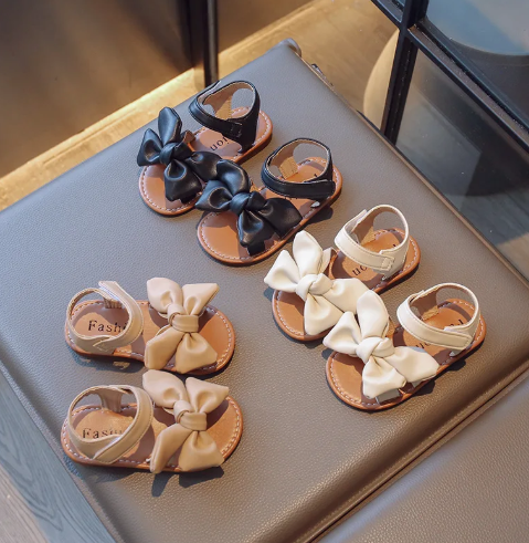 1Pair Summer New Girl Soft Sole Girl Casual Shoes Baby Bow Sandals Beach Shoes Princess Fashion Bowknot Sandals