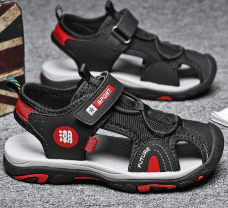 1Pair Fashion Kids Sandals Breathable Boys Non Slip Beach Sandals Outdoor Summer Children Closed Toe Sandals