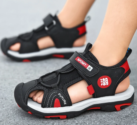 1Pair Fashion Kids Sandals Breathable Boys Non Slip Beach Sandals Outdoor Summer Children Closed Toe Sandals