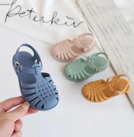 1Pair Baby Gladiator Sandals Casual Breathable Hollow Out Roman Shoes PVC Summer Kids Shoes Beach Children Sandals
