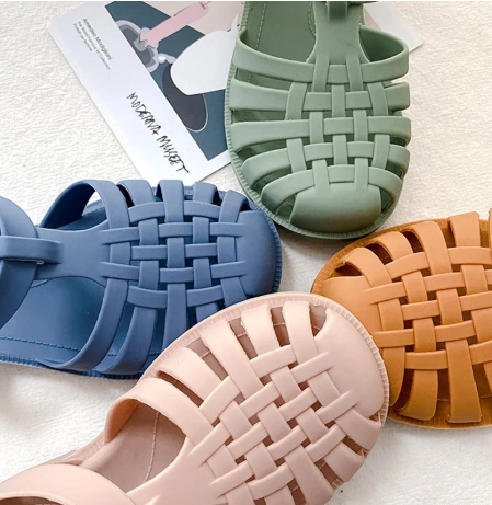 1Pair Baby Gladiator Sandals Casual Breathable Hollow Out Roman Shoes PVC Summer Kids Shoes Beach Children Sandals