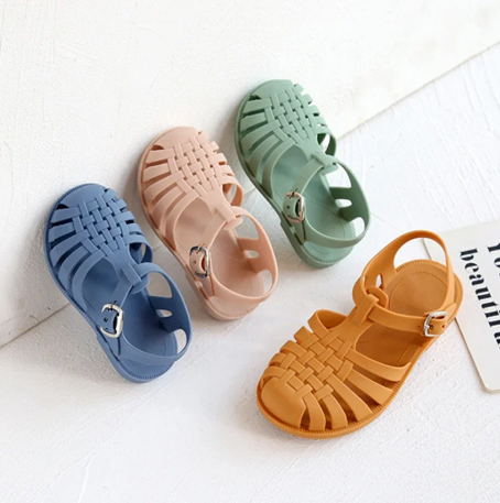 1Pair Baby Gladiator Sandals Casual Breathable Hollow Out Roman Shoes PVC Summer Kids Shoes Beach Children Sandals