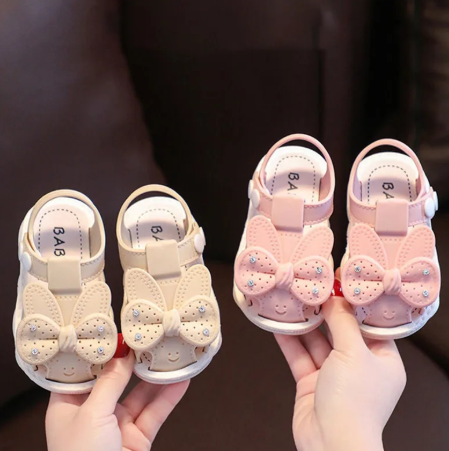 1Pair Toddler Girl Summer Bowknot Sandals Pvc Anti-Slip Soft Sole Crib Prewalker Sandals For Kids Girls