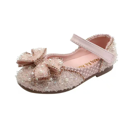 1Pair Children's Leather Shoes Shallow Princess Shoes for Girls Fashion Pearl Elegant Kid Mary Jane Shoes for Party Wedding Flat Shoes