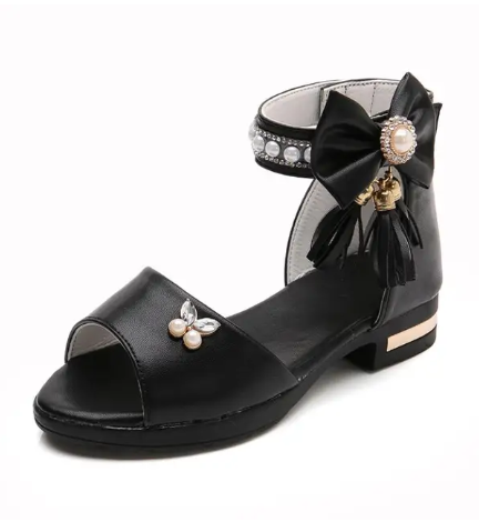 1Pair Kids Bow Sandals Children Girls Summer Cute Sandals Beach Sandals Princess Fashion High Heels Tassel School Shoes