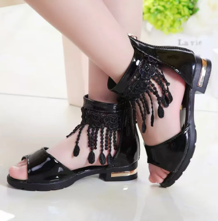 1Pair Children's Shoes, Girls' Sandals, Summer Fashion Princess Shoes, Soft Soled Roman Shoes
