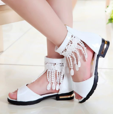 1Pair Children's Shoes, Girls' Sandals, Summer Fashion Princess Shoes, Soft Soled Roman Shoes