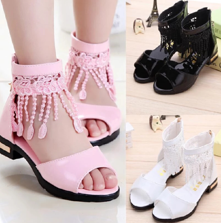 1Pair Children's Shoes, Girls' Sandals, Summer Fashion Princess Shoes, Soft Soled Roman Shoes