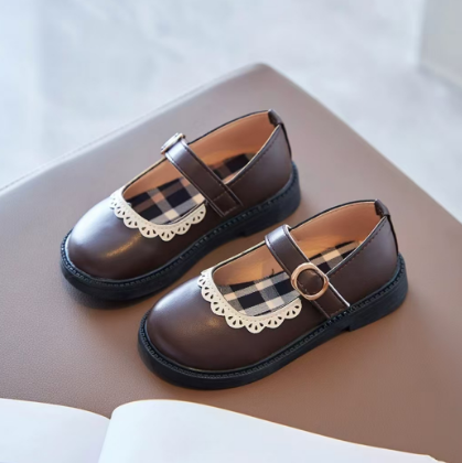 1Pair Princess Shoes, Stylish Children's Shoes, Mary Jane Flat Leather Shoes, Girls' Single Shoes