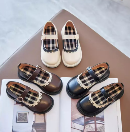 1Pair Princess Shoes, Stylish Children's Shoes, Mary Jane Flat Leather Shoes, Girls' Single Shoes