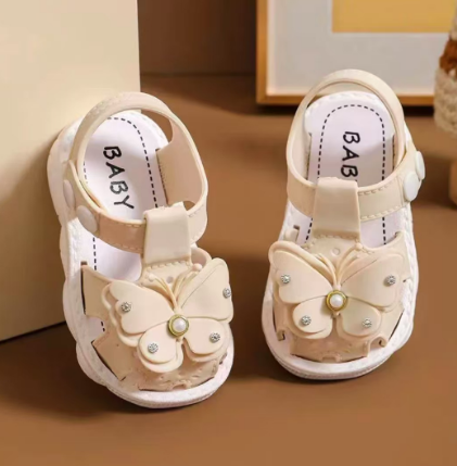 1Pair Girls' Sandals, Summer Children's Anti Slip Soft Soled Princess Beach Shoes