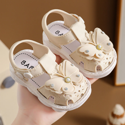 1Pair Girls' Sandals, Summer Children's Anti Slip Soft Soled Princess Beach Shoes