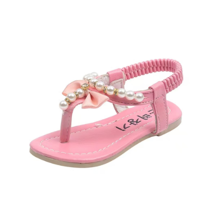 1Pair Summer Girls' Sandals Fashion Soft Soled Princess Shoes Anti Slip Beaded Children's Sandals