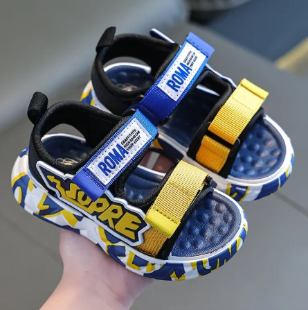 1Pair Children's Boys' Sandals Fashionable Summer Korean Casual Anti Slip Soft Sole Student Boy Beach Sandals Kids Shoes