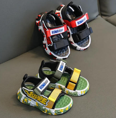 1Pair Children's Boys' Sandals Fashionable Summer Korean Casual Anti Slip Soft Sole Student Boy Beach Sandals Kids Shoes