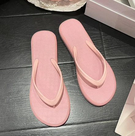 1Pair Beach Sandals Summer Flip Flops for Women Slippers Cute Candy Color Indoor Flat Shoes Men Beach Slippers Non-slip Soft Sole