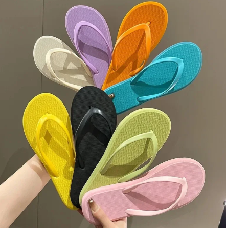 1Pair Beach Sandals Summer Flip Flops for Women Slippers Cute Candy Color Indoor Flat Shoes Men Beach Slippers Non-slip Soft Sole